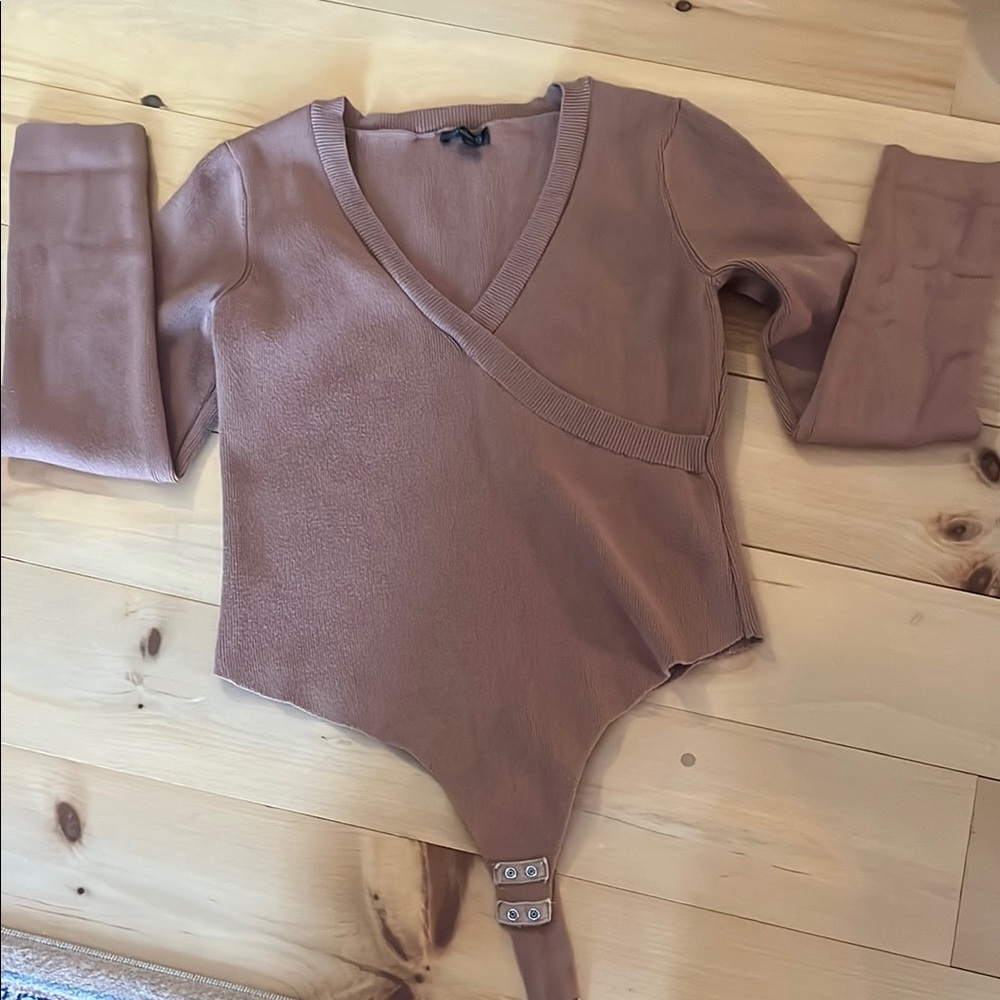 Women's Brown Wrap Top